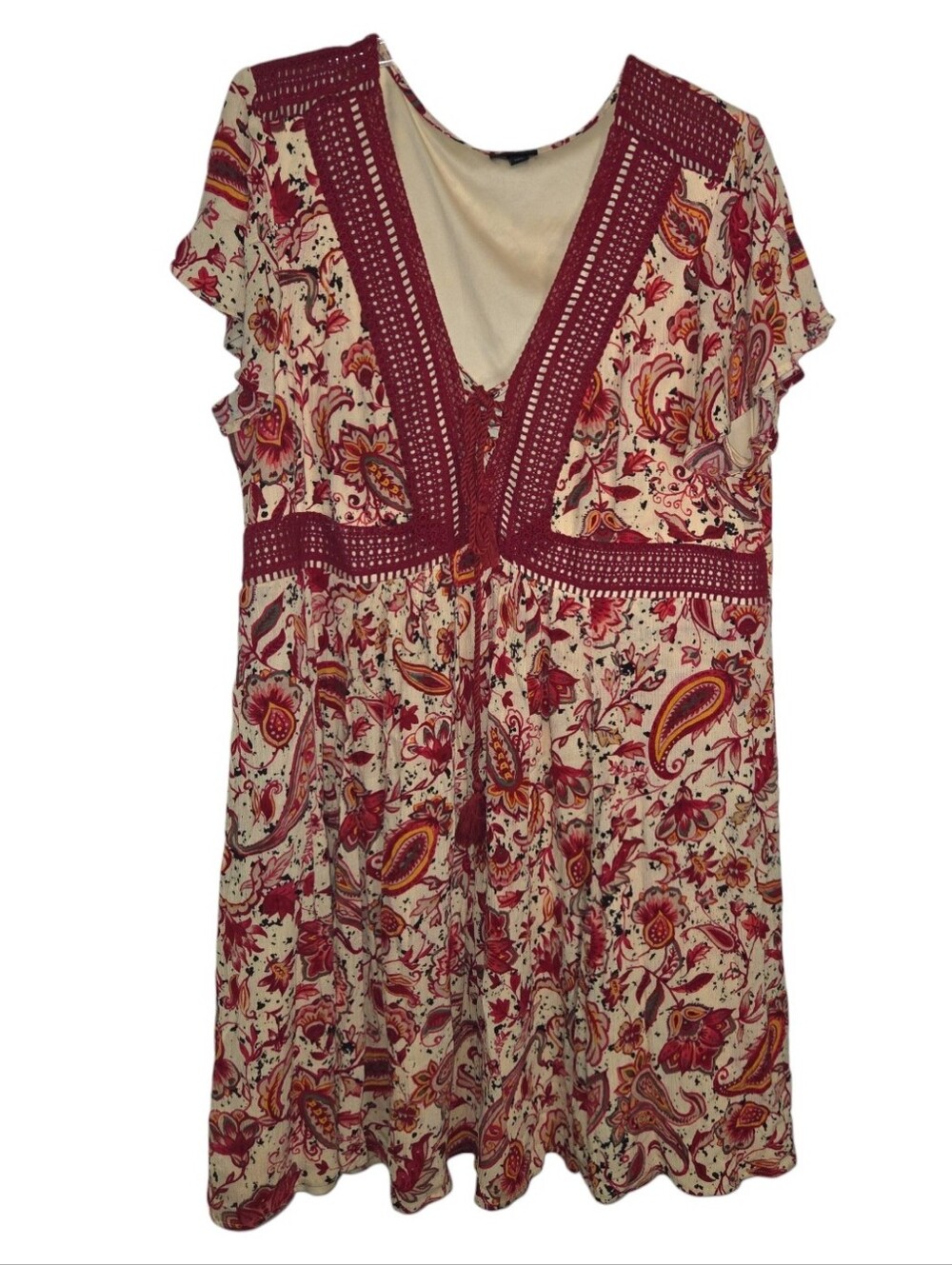 Torrid Red Paisley Boho Skater Dress - Picture 2 of 13